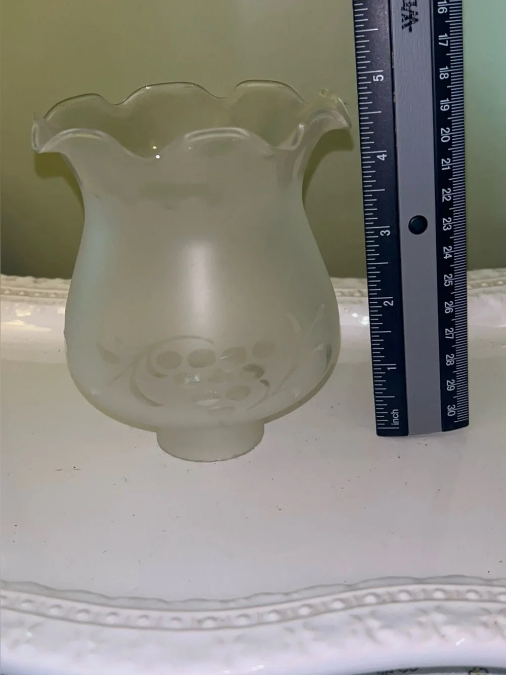 Frosted Glass Etched Grape Pattern Lamp Shade - Scalloped Edge